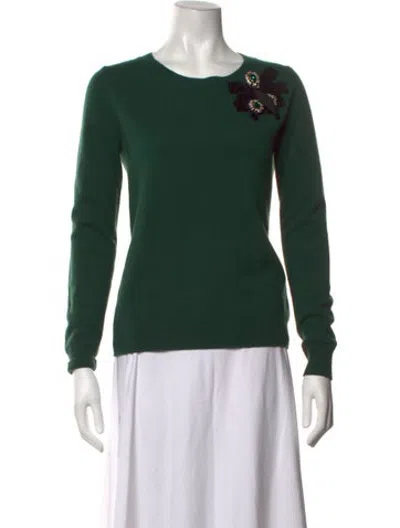 Pre-owned Badgley Mischka Cashmere Crew Neck Sweater In Green