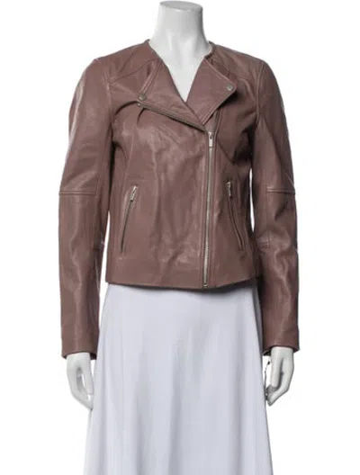 Pre-owned Badgley Mischka Leather Biker Jacket In Pink