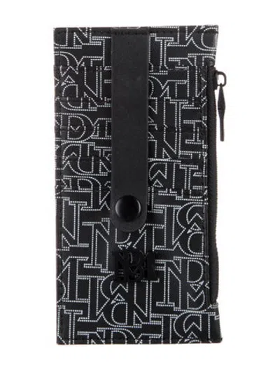 Pre-owned Badgley Mischka Leather Graphic Print Card Holder W/ Tags In Black