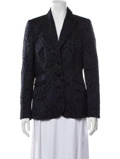 Pre-owned Badgley Mischka Patterned Blazer In Blue