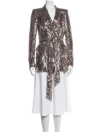 Pre-owned Badgley Mischka Patterned Blazer In Multicolor