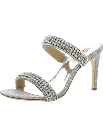 Badgley Mischka Sade Womens Glitter Slip On Heels In Gray