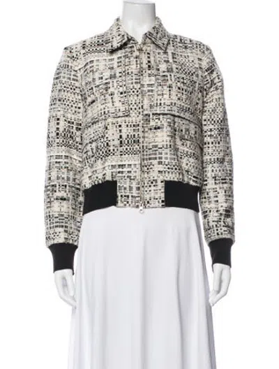 Pre-owned Badgley Mischka Tweed Pattern Bomber Jacket In Metallic/neutrals