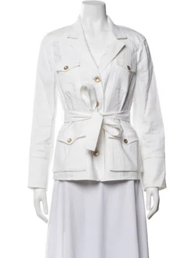 Pre-owned Badgley Mischka Vintage Linen Jacket In White