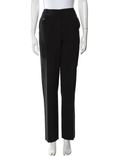 Pre-owned Badgley Mischka Wool Straight Leg Pants In Black