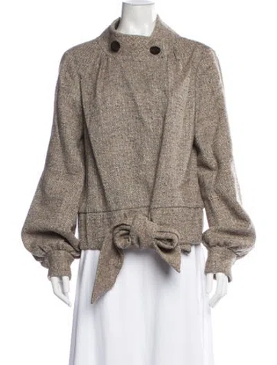 Pre-owned Badgley Mischka Wool Tweed Pattern Jacket In Neutrals
