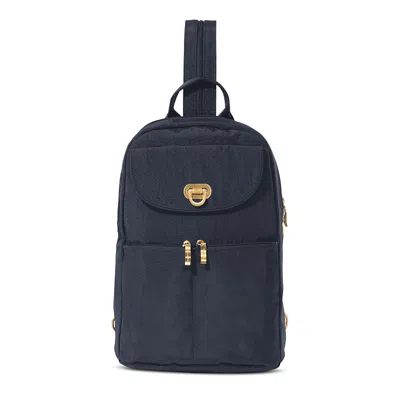 Baggallini Coastal Flip Lock Day Pack In French Navy/gold Hardware