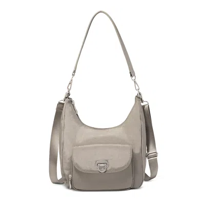 Baggallini Coastal Flip Lock Half Moon Bag In Sterling Shimmer