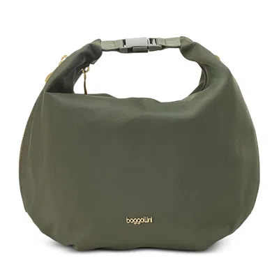 Baggallini Crescent Convertible Hobo Bag In Olive Twill/gold Hardware