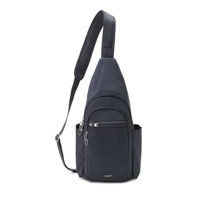 Baggallini Securtex Classic Anti Theft Large Daytripper Sling Bag In French Navy