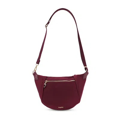 Baggallini Securtex Jet Set Anti Theft Crescent Sling Bag In Jam