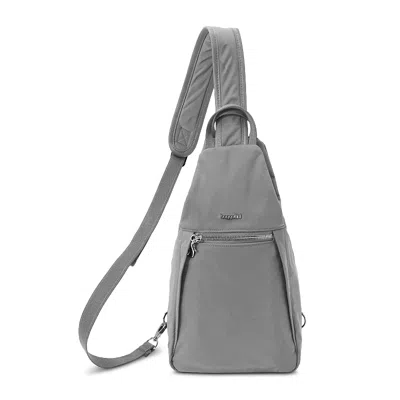 Baggallini Securtex Jet Set Anti Theft Triangle Sling Bag In Opal Grey