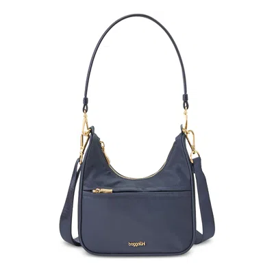 Baggallini Varick Street Shoulder Bag In French Navy W/ Gold Hardware