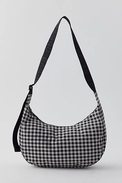 Baggu Medium Nylon Crescent Bag In Black/white Gingham At Urban Outfitters