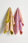Baggu Reversible Hand Towel Set In Happy Lilac Ochre At Urban Outfitters In Multi
