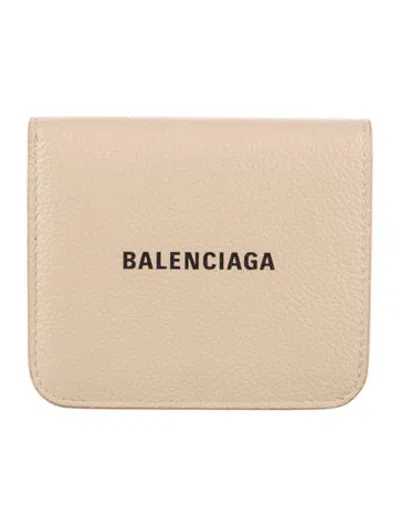 Pre-owned Balenciaga 2021 Calfskin Card Holder In Neutrals