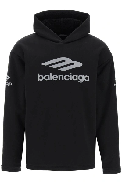 Balenciaga 3b Sports Icon Waterproof Hoodie In Black