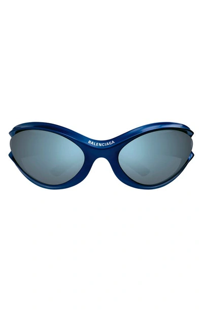 Balenciaga 77mm Oversized Geometric Sunglasses In Blue