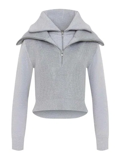 Balenciaga Balenciciaga Double Collar Camionneur Sweater In Gray