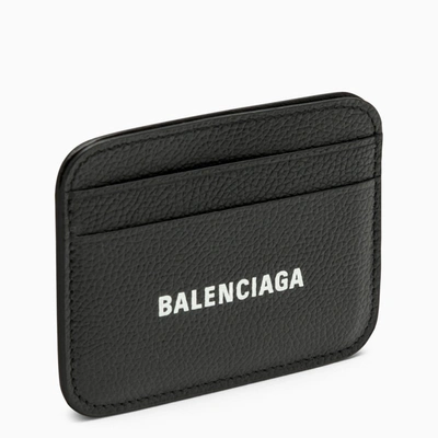 Balenciaga Black Leather Card Holder With Logo