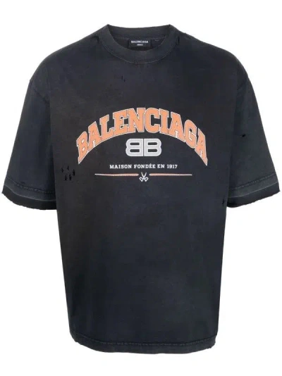 Pre-owned Balenciaga Black Maison Destroyed T-shirt