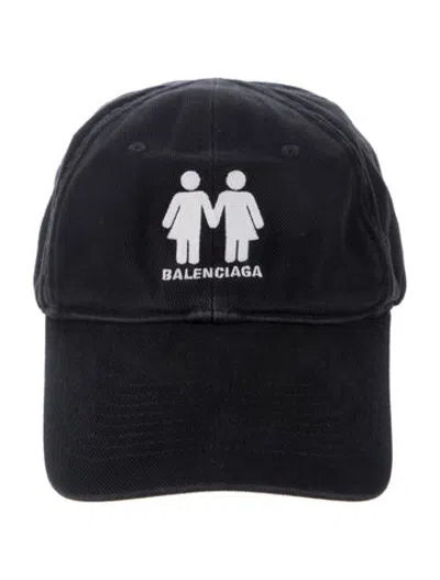 Pre-owned Balenciaga Embroidered Baseball Cap In Black/white