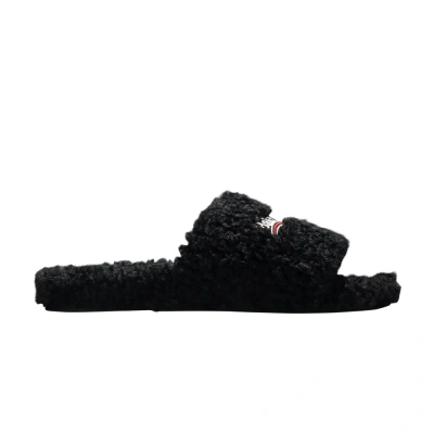 Pre-owned Balenciaga Furry Slides 'black'