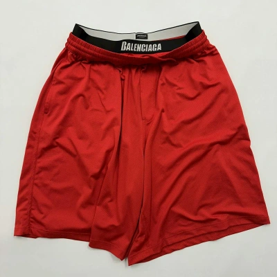 Pre-owned Balenciaga Layered Underwear Swim Shorts In Red