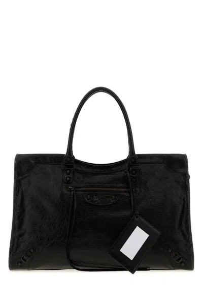 Balenciaga Le City Black Leather Large Handbag For Men