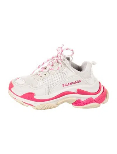 Pre-owned Balenciaga Babies' Leather Low Top Sneakers In Pink/white