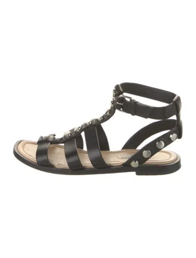 Pre-owned Balenciaga Leather Studded Accents Gladiator Sandals In Black