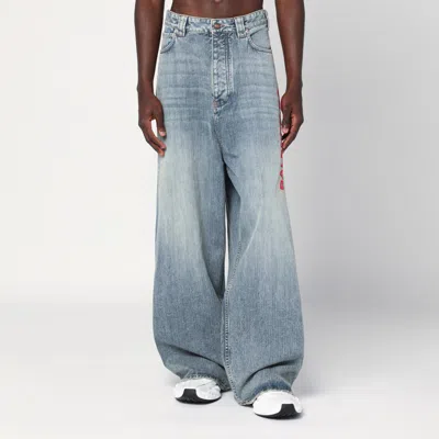 Balenciaga Light Washed Blue Baggy Jeans With Logo