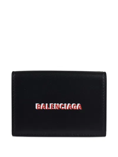 Balenciaga Logo Mini Leather Wallet In Black