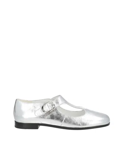 Balenciaga Metallic Ballet Flats In Silver