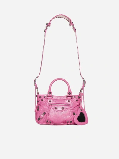 Balenciaga Neo Cagole S Leather Tote Bag In Bright Pink