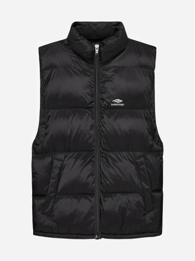 Balenciaga Quilted Nylon Puffer Waistcoat In Black