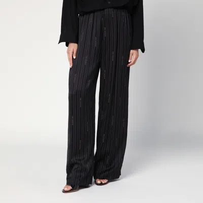 Balenciaga Soft Pinstriped Black Pants With Logo