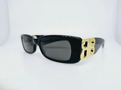 Pre-owned Balenciaga Sunglasses 0096s 001 51mm Black Gold Frame With Dark Grey Lenses In Gray