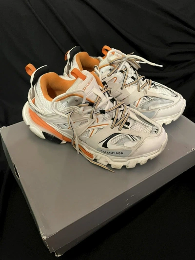 Pre-owned Balenciaga Track Sneaker White Orange Size 44 $975