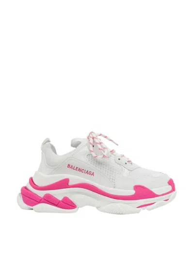Balenciaga Triple S Logo Sneakers In White