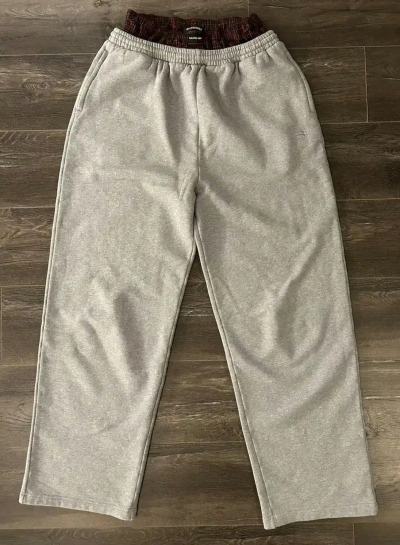 Pre-owned Balenciaga Trompe-l'oeil Double Waist Boxer Sweatpants Fw21 In Grey