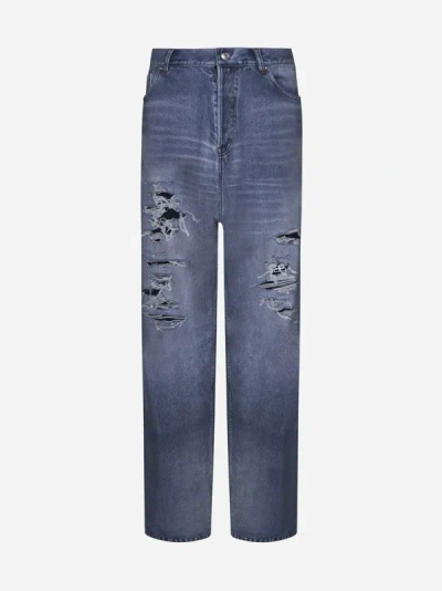 Balenciaga Trompe L'oeil Jeans In Blue