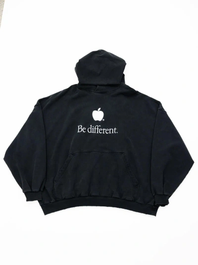Pre-owned Balenciaga Unreleased Fw22 Be Different Apple Hoodie In Black