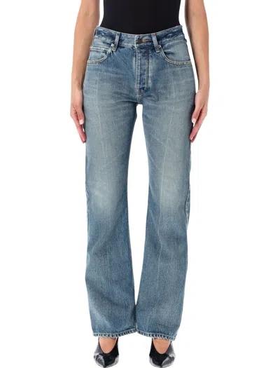 Balenciaga Women's High-waisted Straight-leg Jeans In Blu