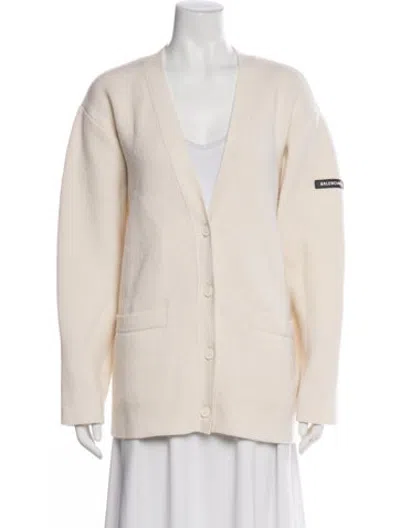 Pre-owned Balenciaga Wool V-neck Sweater In Neutrals