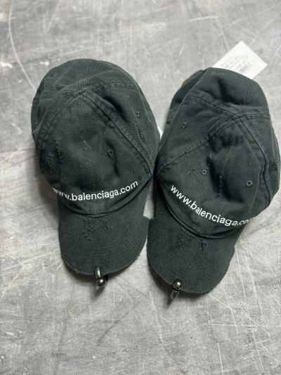 Pre-owned Balenciaga Www..com Notched Pierced Hat In Black