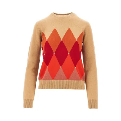 Ballantyne Cashmere Lozenge Sweater In Beige