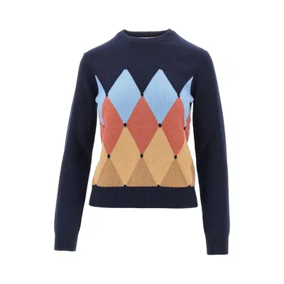 Ballantyne Cashmere Lozenge Sweater In Blue
