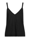 Ballantyne Woman Tank Top Black Size 8 Linen, Cotton