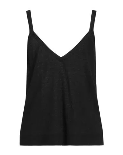 Ballantyne Woman Tank Top Black Size 8 Linen, Cotton